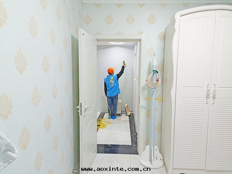 客廳过(guò)道(dào)墙面(miàn)噴槍施工治理(lǐ)甲醛